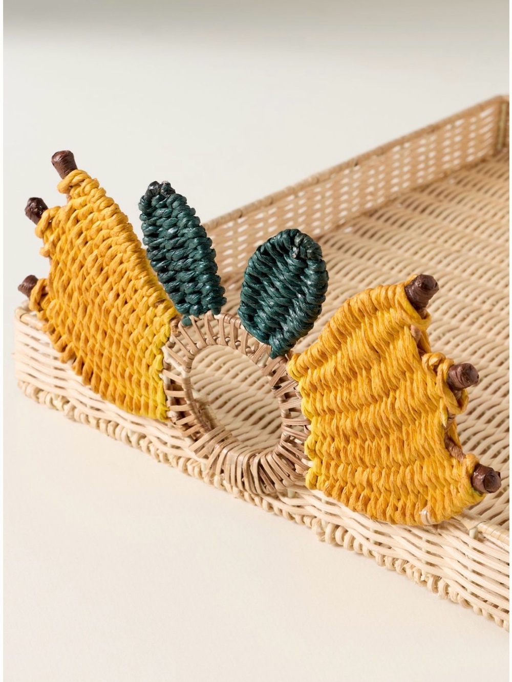 Farm Rio x Anthropologie Natural Rattan Banana Tray | OS | NWT